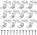 uxcell 12Pcs 25mm(1") One Hole Rigid Pipe Strap, 304 Stainless Steel Conduit Clamp Thicken U Bracket Heavy Duty Pipe Clamp with Self-Tapping Screws for Fixing Tube Cable, Silver