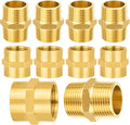 10-PCs HeSun Brass Pipe Fittings Combo, 5-PCs 3/4" NPT Male + 5-PCs 3/4" NPT Female Hex Nipple Adapter