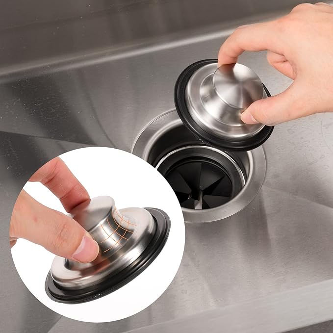 RQYEKDO Garbage Disposal Flange Stopper Collar Sink Baffle Kit, Fit Universal 3-1/2 Inch Standard Sink Drain Hole，Kitchen Sink Flange Stopper Replacement Accessories,Stainless Steel (Black)