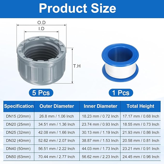 uxcell 12Pcs 1/2 Inch PT Female Thread PVC Pipe Fitting Cap, Cleanout Water Drain End Caps, Pipe Plug Socket Fittings with Tape for Water Heater Supply Lines, Plumbing, Gray