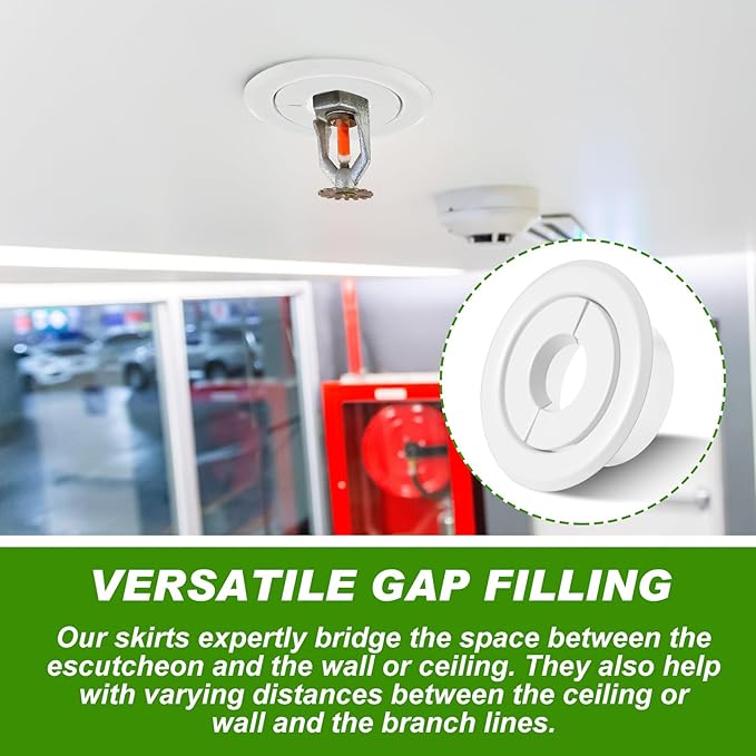 Shimeyao 18 Pcs Retrofit Recessed Fire Sprinkler Escutcheon 1/2" IPS Split 3 Piece in Depth Adjustment Range up to 3/4" for Fire Sprinkler Trim Ceiling (White)