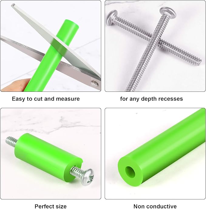 48 Pieces Electrical Outlet Spacers Extender Kit Includes 24 pcs 3 Inch Switch and 24 1-1/2 Inch 6-32 Thread Flat Head Device Mounting Extra Long Electrical Outlet Screws(Fluorescent Green)