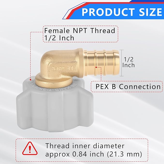 1/2" Pex × 1/2" Female NPT Swivel Elbow No-Lead Brass Crimp Fitting,PEX-B Compatible,10-Pack