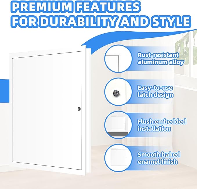 22" x 22" Metal Access Panel, 1MM Thickened Access Panel for Drywall, Aluminum Access Panel for Walls and Ceilings, Rust-Resistant and Easy-to-Install Drywall Access Panel