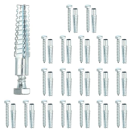 PATIKIL 20 Pcs Drywall Hollow Wall Anchors with Screws 0.31 x 2.48, Steel Dry Wall Anchors Kit for Wooden Concrete Plaster Hinge Hole Repair, Silver (10 x 60mm)