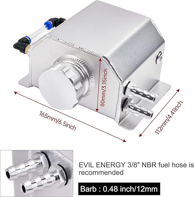 EVIL ENERGY Radiator Coolant Overflow Tank,Coolant Recovery Tank 1L Aluminum Universal
