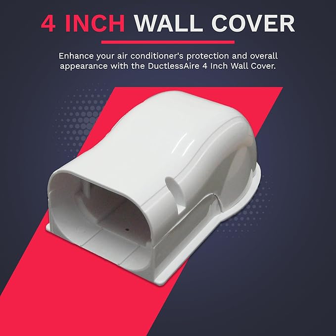 DuctlessAire Mini Split Line Set Cover - Lineset Covers for Mini Split Condenser, Central Air Systems, HVAC, Heat Pumps and More - AC Unit Cord Protector - Air Conditioner Accessories (4" Wall Cover)