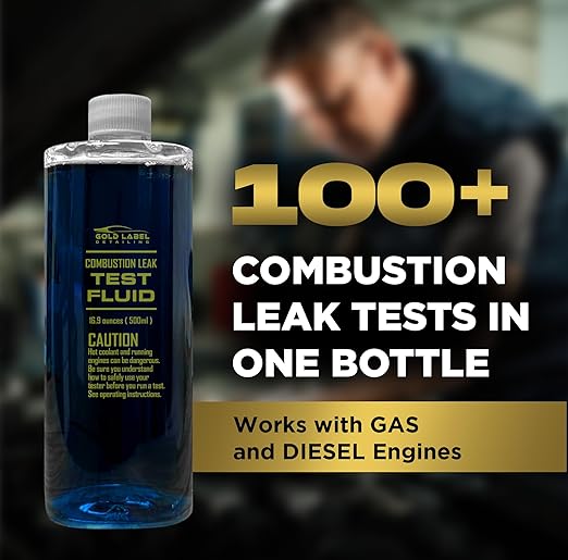 Gold Label Combustion Leak Test Fluid – 500ml (16.9 oz) | Head Gasket Tester Liquid for Gas & Diesel Engines | 100+ Tests | Fast Leak Detection for Cracked Heads, Blocks, Gaskets