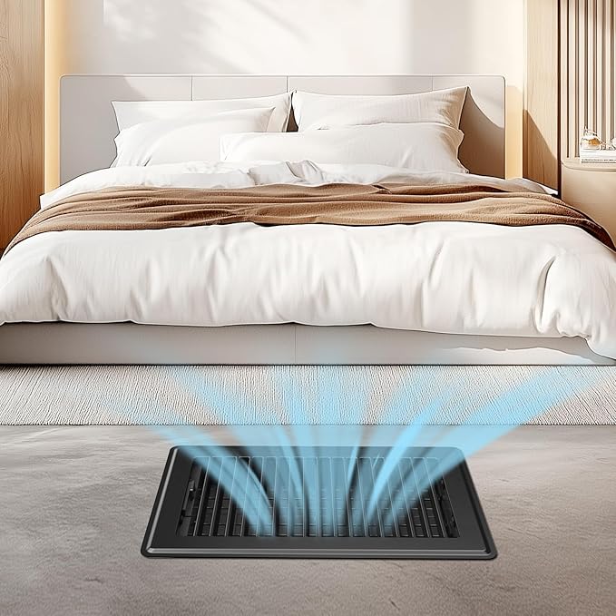 Floor Register - Floor Vent Covers 6x10 - Heavy Duty Steel Vent Covers for Home Floor and Wall - Adjustable Air Vents for Bedrooms & Living Rooms - Proof Finish Walkable Floor Vents - Black - 4 Pack