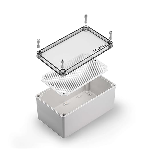 QILIPSU Outdoor Junction Box, IP67 Waterproof ABS Plastic Electrical Box, Clear Cover 250x150x130mm Project Box Weatherproof Enclosure (9.8"x5.9"x5.1" CC)