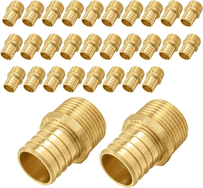 30-Pack PEX Fittings, 3/4" PEX x 1/2" Male Threaded NPT Adapter, ASTM F1807