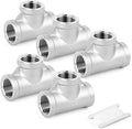 TAISHER 5PCS Stainless Steel Tee Pipe Fittings, 3/4" x 3/4" x 3/4" NPT Female Pipe Fittings