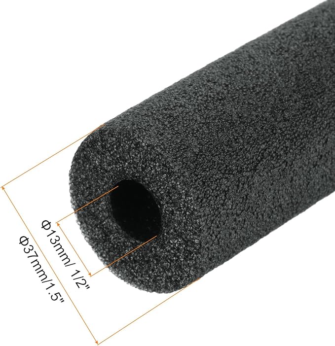 MECCANIXITY 4pcs Pipe Insulation Foam Tube Pipe Lagging 13mm(1/2 Inch) ID 37mm OD 2ft Freeze Protection for Copper Pipe, Black