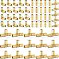 60 Pack Foskan 1/2 Inch PEX Brass Fittings Set, 20 PCS Each,Includes Elbows Tees Straight Couplings, PEX Crimp Barb Fitting Kit