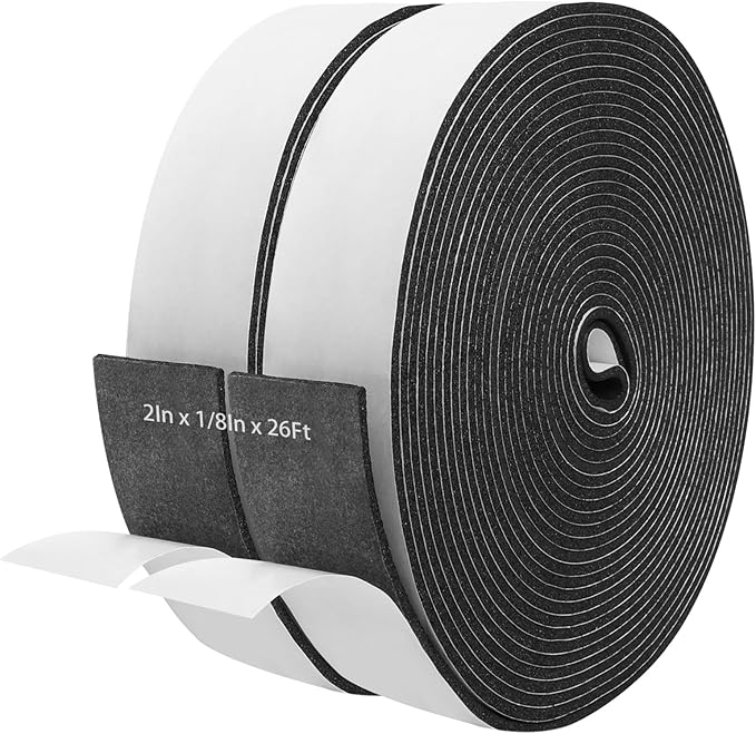 Storystore Foam Insulation Tape Self Adhesive, 2In x 1/8In x 26Ft Weather Stripping for Doors and Windows, Sound Proof Soundproofing Door Seal, Weatherstrip, Air Conditioning Seal Strip