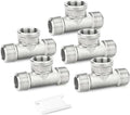 TAISHER 5PCS 304 Stainless Steel Tee Pipe Fittings, 1" NPT Male x 1" NPT Female x 1" NPT Male Pipe Fittings, Female Branch Tee