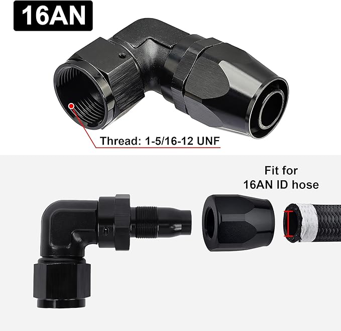 EVIL ENERGY 16AN Hose End Fitting 90 Degree Swivel Low Profile Forged Aluminum for CPE Braided Line