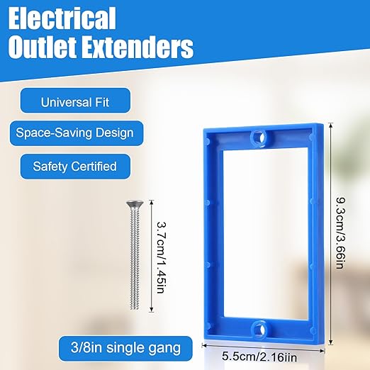 3 Pcs 1/4" Electrical Box Extenders, Single Gang Outlet Box Extender with 6 Screws, Receptacle Outlet Boxes Extenders for Electric Boxes and Electrics Outlets Switches