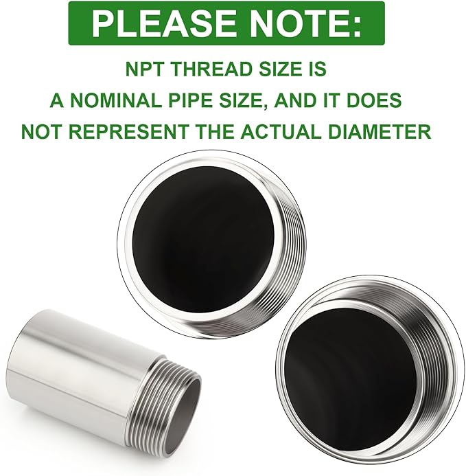 TAISHER 1PCS Stainless Steel Pipe Fittings, 1-1/4" NPT Male x 1-1/4" NPT Female Threaded, 4" Length Nipple Cast Pipe