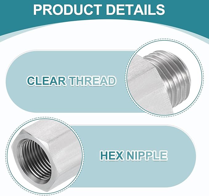 uxcell Pipe Fitting Reducing Adapter, 1/4" NPT Male x G3/8" Female 304 Stainless Steel Reducer Connector for Water Oil Air Pressure Gauge, Silver