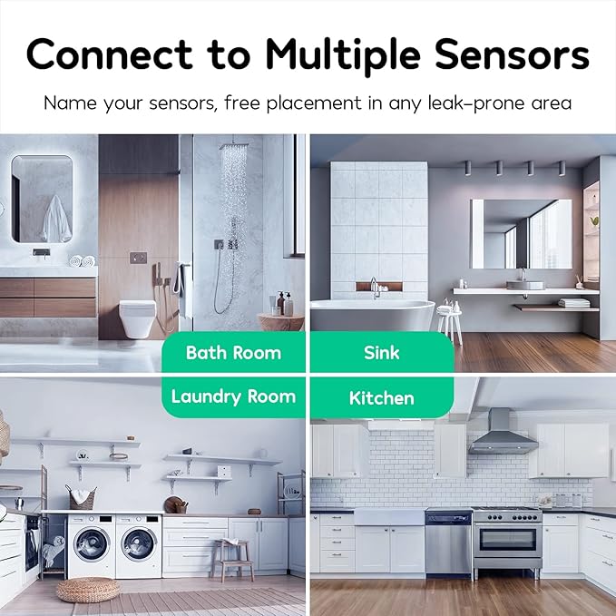 Winees WiFi Water Leak Detector, 1 Pack Water Sensors with 100dB Adjustable Alarm, Leak Alert Email&SMS Notification, 100M Transmission for Basement, Bathroom, Laundry, IFTTT, S1 Lite, 2.4G WiFi Only