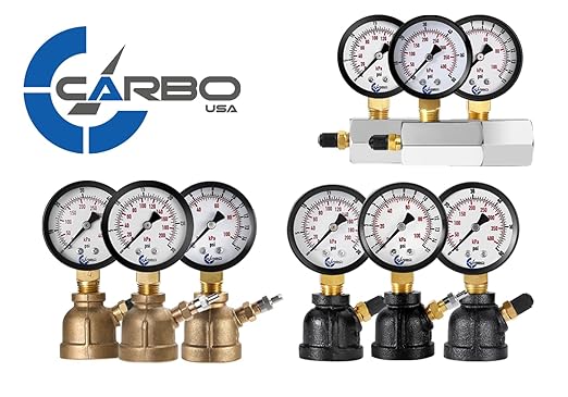 Gas Test Pressure Gauge, 1” FNPT Connection, Brass Valve, Chrome Plated Steel Body Assembly. (Steel Black, 1" FNPT 0-30 psi)