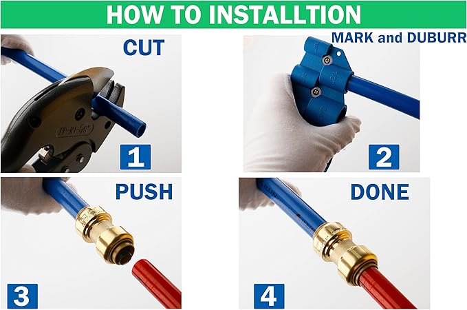 WHK 12 Pack 1/2" Push-to-Connect Plumbing Fittings,Straight Push Fittings 1/2 Pushfit Coupling Kit with Disconnect Clip,Brass Push Fit Connector for Copper, PEX, CPVC Pipe(Certificate)