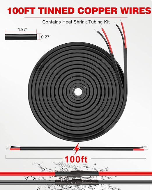 NAOEVO 20 Gauge Wire 2 Conductor Electrical Wire, 20 AWG Stranded PVC Cord, 12V Low Voltage/Tinned Copper/Flexible Cable for Automotive Wiring, Lamp Cord, Marine Cable (100FT)