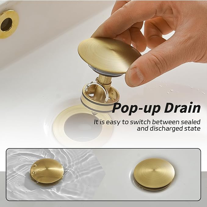 BWE One-Piece Pop-Up Drain Assembly with Strainer for Bathroom Vessel Vanity Faucet Bathroom Vessel Sink Drain Stopper with Overflow Antique