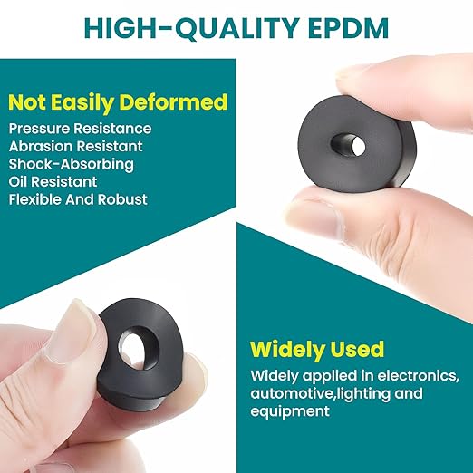 10 Pcs Black Rubber Spacers, 1" OD x 3/8" ID x 1/2" Thick Rubber Bushing Anti Vibration Spacer, Tear-Resistant Design for Home, Automotive & Industrial