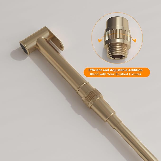 Shower Head Shut Off Valve, Shower Flow Control Valve Brass Shut Off Valve for Handheld, Dual Shower Faucet, RV Hose Flow Restrictor, Brushed Gold