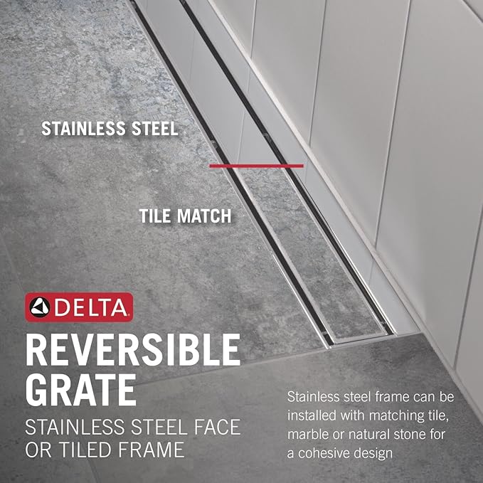 Delta Faucet 36-Inch Linear Shower Drain Wall Edge in Polished Nickel