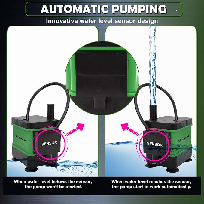 HVAC Condensate Pump Small Pump With Level Sensor For Air Conditioner 110V Automatic Submersible Water For Dehumidifier,Furnace,Green-1