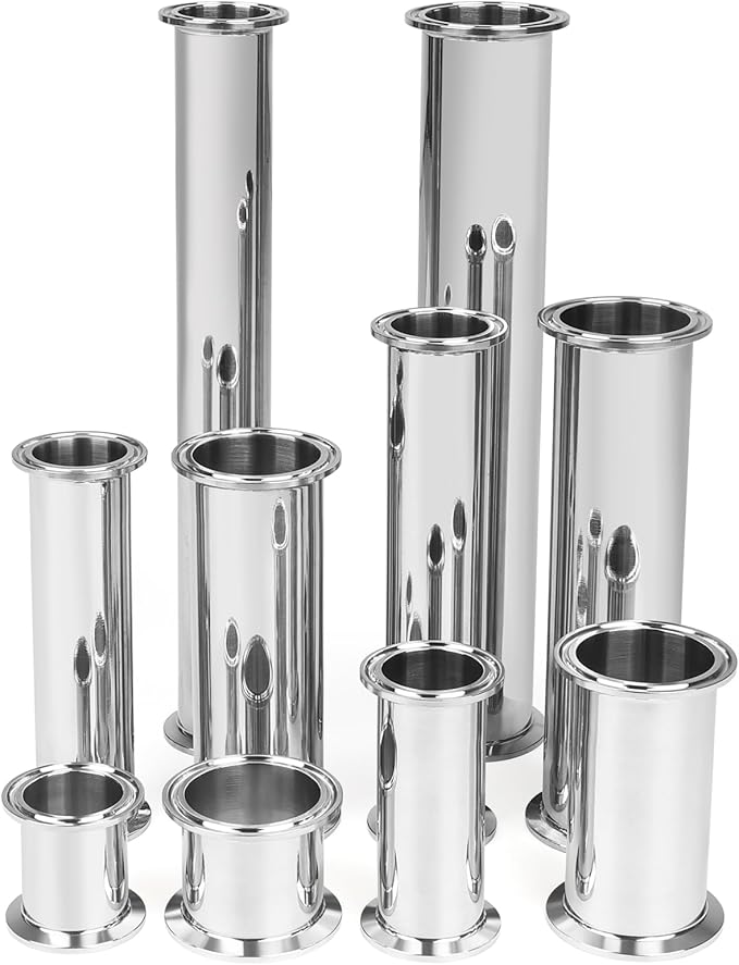 Tri Clamp Tube 2 Inch Tube OD Sanitary Spool Tube Length 4 Inch Clamp End OD 50.5mm 304 Stainless Steel Seamless Round Tubing