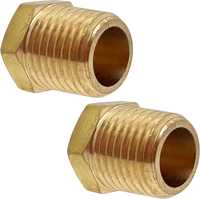 2 Pack Brass Pipe Plug 1/4" NPT Male Outer Hex Head Socket Plug Fitting for Plumbing by CX WONDERLAND