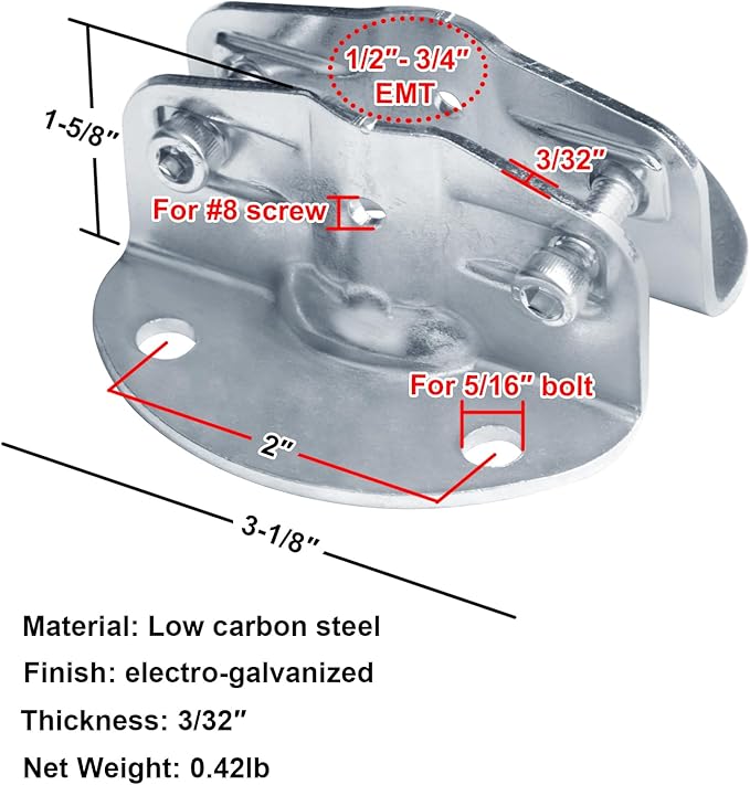 8 Sets Floor Flange Pipe Connector for 3/4" EMT Conduit, Also Fits 1/2" EMT, Structural Pipe Fitting
