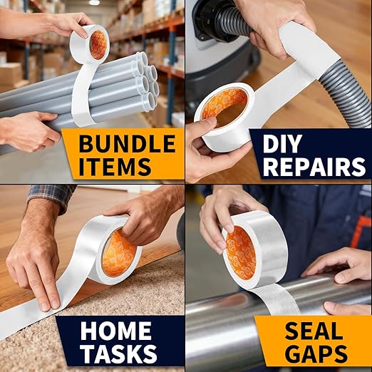 YONGJIN Strong Duct Tape Waterproof - 3 Pack 1.88 Inch x 20 Yards Each All Weather Duct Tape, No Residue, Heat Resistant, Multi-Purpose for Indoor Outdoor Repairs and DIY (White)