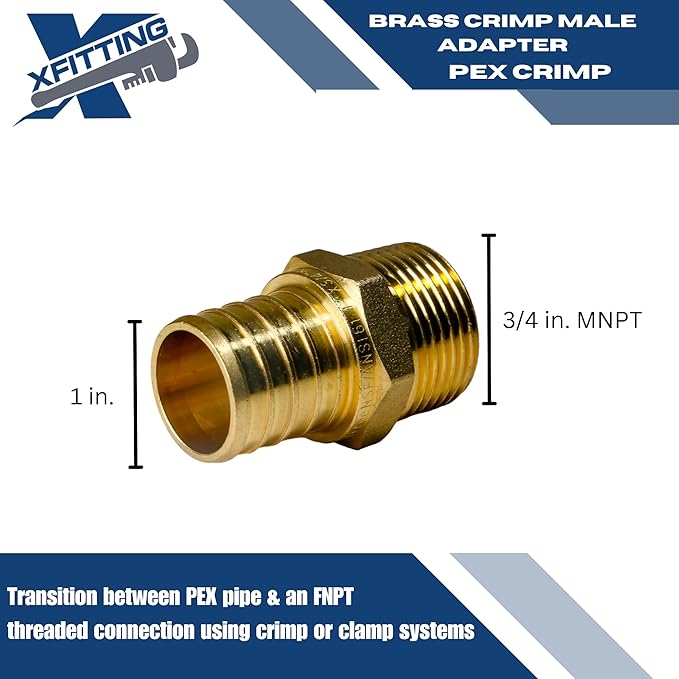XFITTING 1 inch Pex x 3/4 inch Male NPT Adapter, 24-4-6=10X, 10 Pieces