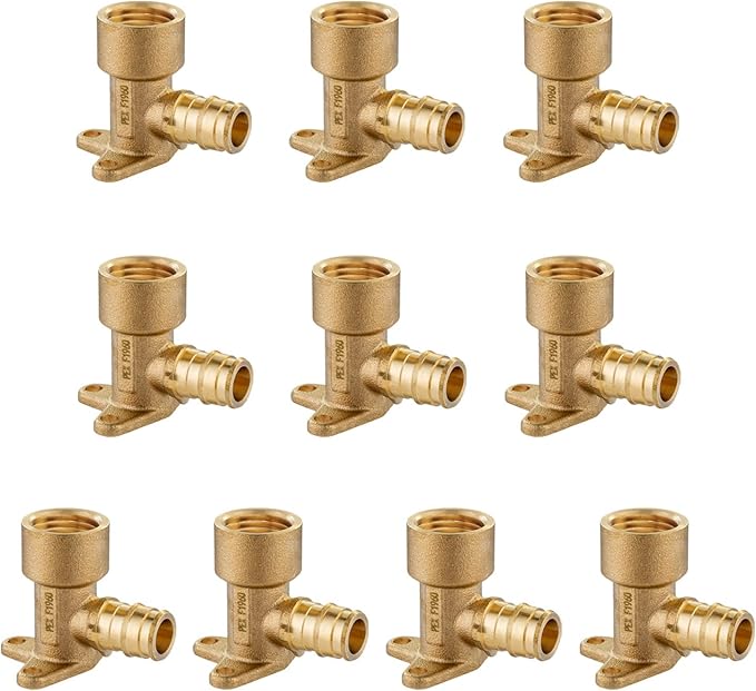 (Pack of 10) EFIELD Pex A Expansion Brass Fittings 1/2"x 1/2" Female NPT Drop-ear Elbow ONLY For Pex-A Tubing Connection, ASTM F1960,(PEX1960116-10PCS)