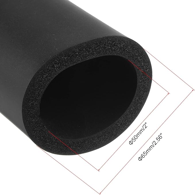 uxcell Foam Tubing for Handle Grip Support, Pipe Insulation, 50mm(2") ID 65mm OD 1m Length Black