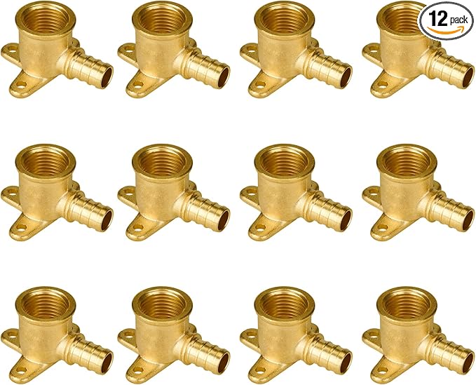 SUNGATOR 12-Pack 1/2" Pex Drop Ear Elbow, No Lead Brass, Pex Fittings 1/2 inch, NSF, UPC Certified