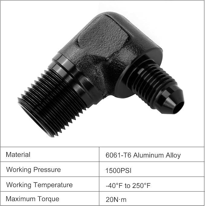 EVIL ENERGY 4AN to 3/8" NPT Male 90 Degree Fitting Adapter Aluminum 2PCS