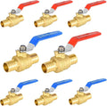 8-Pack Foskan 1" PEX Crimp Ball Valve, Brass Quarter Turn Full Port Shut-off Valve for PEX Tubing(Blue and Red)
