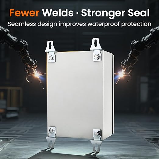 QILIPSU Metal Electrical Box IP65 Waterproof Steel Project Enclosure Lockable Weatherproof Electric Junction Box for Indoor & Outdoor Use 18"x14"x8"