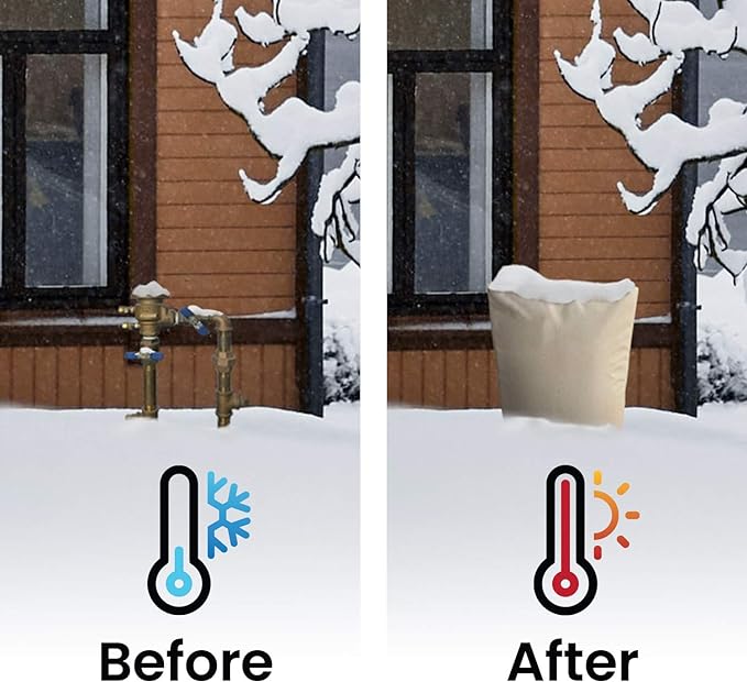 The Original Winter Pipe Insulation Cover (0˚F) - Extra-Thick EVA+NBR (UV-Coated) Insulated Backflow Preventer Freeze Protection, Pump Cover, Sprinkler/Well/Valve Head Cover - (16" W X 34" H)