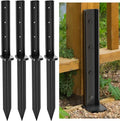 Thicker Fence Post Repair Anchor Kit, One-Piece Heavy Duty Steel Fence Post Stakes, Repair Tilted Broken 4x4/6x6 Wood Posts(4Pack/Black)