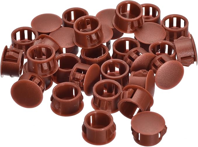 uxcell 14mm(35/64") Plastic Hole Plugs, 36Pcs Flush Type Panel Round Snap in Fastener Knockout Locking Plugs for Furniture Insert End Caps Panels, Red
