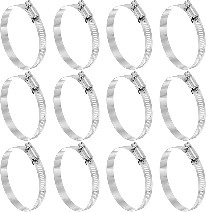 HARFINGTON 12 Pcs Hose Clamp 2-9/16"-3-1/2" (65-89mm) 304 Stainless Steel Adjustable Worm Gear Hose Clamp Assortment Kit for Fuel Line Pipe Plumbing Automotive Tube Mechanical