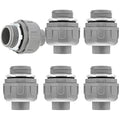 1 Inch Liquid Tight Connector - 6 Pack Liquid Tight Conduit 180 Degree PVC Electrical Conduit Fitting Non Metallic Straight Flexible Conduit Connectors for Indoor Outdoor Home, Kitchen, and Bathroom
