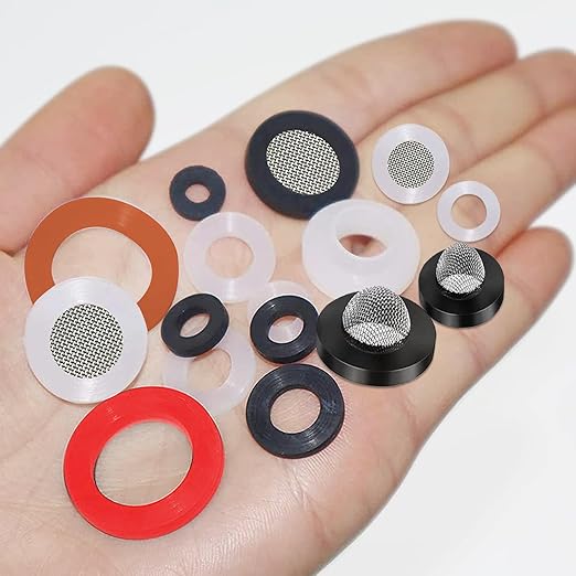 165 PCS Plumbing Hose Rubber Washers Assortment Set with Screen Filter and Silicone Washer Kit,for Shower Head Gasket Garden Hose Washing Machine Inlet Supply Lines Faucet Gaskets Replacement